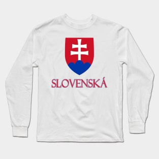 Slovakia - Coat of Arms Design (Slovak Text) Long Sleeve T-Shirt